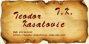 Teodor Kasalović vizit kartica